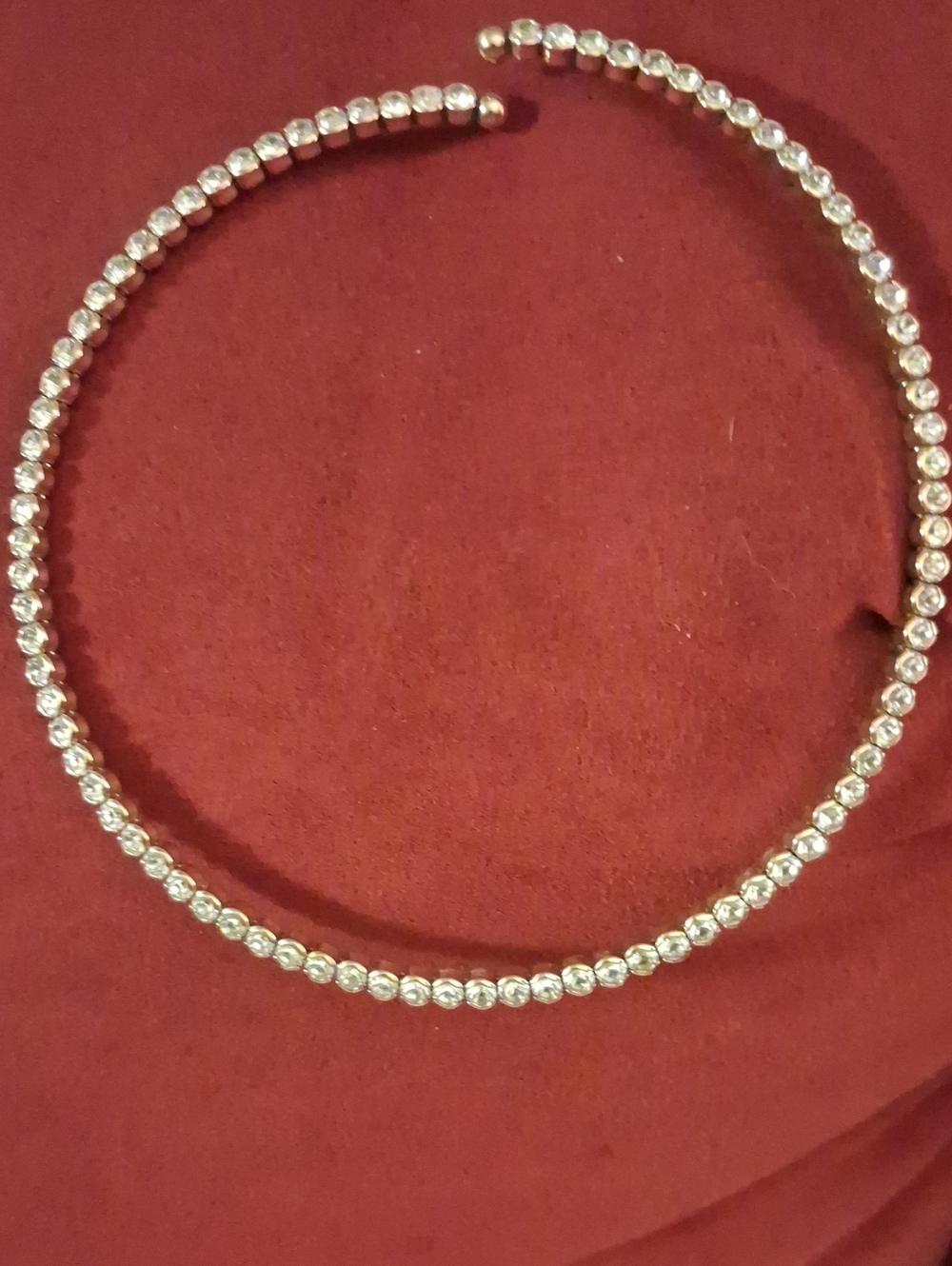 Classic Silver-Tone Crystal Tennis Choker Necklace - Women Jewelry
